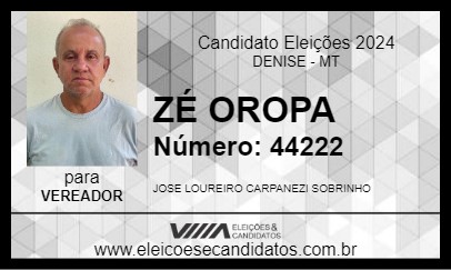 Candidato ZÉ OROPA 2024 - DENISE - Eleições