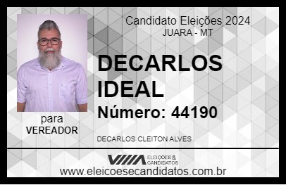 Candidato DECARLOS IDEAL 2024 - JUARA - Eleições