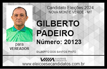 Candidato GILBERTO PADEIRO 2024 - NOVA MONTE VERDE - Eleições