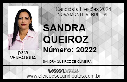 Candidato SANDRA QUEIROZ 2024 - NOVA MONTE VERDE - Eleições