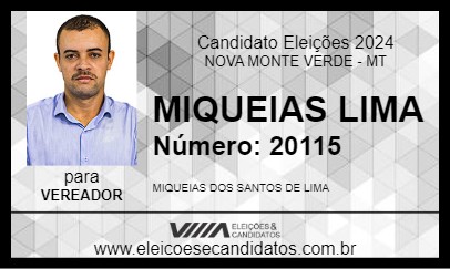 Candidato MIQUEIAS LIMA 2024 - NOVA MONTE VERDE - Eleições