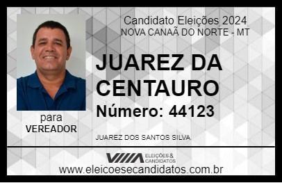 Candidato JUAREZ DA CENTAURO 2024 - NOVA CANAÃ DO NORTE - Eleições