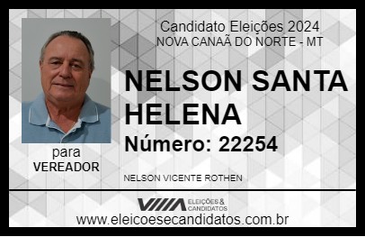 Candidato NELSON SANTA HELENA 2024 - NOVA CANAÃ DO NORTE - Eleições