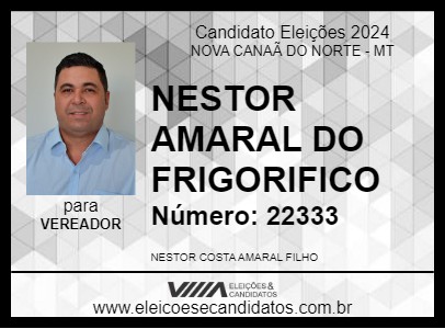 Candidato NESTOR AMARAL DO FRIGORIFICO 2024 - NOVA CANAÃ DO NORTE - Eleições