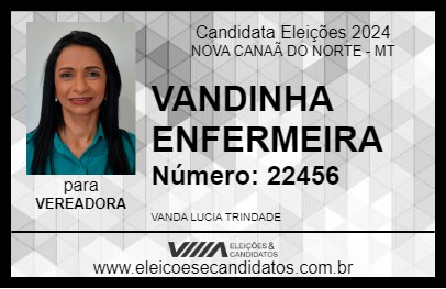 Candidato VANDINHA ENFERMEIRA 2024 - NOVA CANAÃ DO NORTE - Eleições