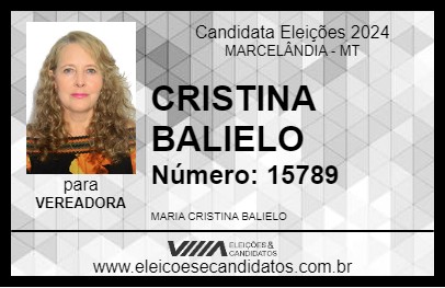 Candidato CRISTINA BALIELO 2024 - MARCELÂNDIA - Eleições