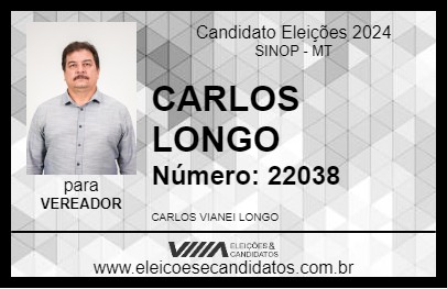 Candidato CARLOS LONGO 2024 - SINOP - Eleições