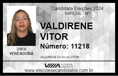 Candidato VALDIRENE VITOR 2024 - SAPEZAL - Eleições