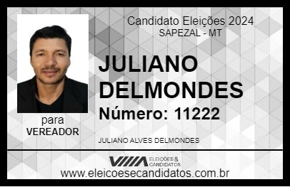 Candidato JULIANO DELMONDES 2024 - SAPEZAL - Eleições