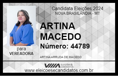 Candidato ARTINA MACEDO 2024 - NOVA BRASILÂNDIA - Eleições