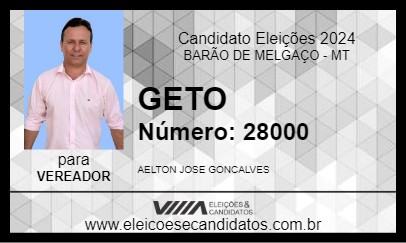 Candidato GETO 2024 - BARÃO DE MELGAÇO - Eleições