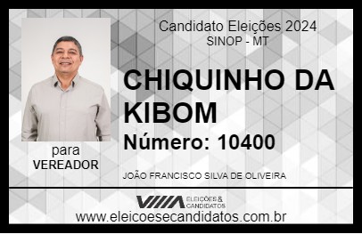 Candidato CHIQUINHO DA KIBOM 2024 - SINOP - Eleições