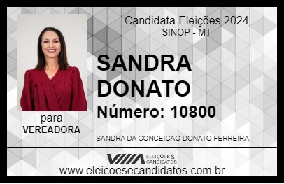 Candidato SANDRA DONATO 2024 - SINOP - Eleições