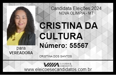 Candidato CRISTINA DA CULTURA 2024 - NOVA OLÍMPIA - Eleições