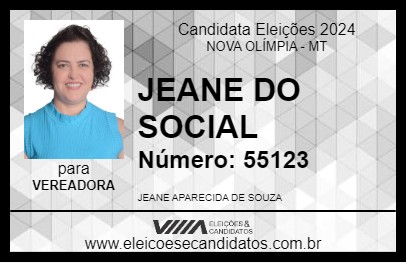 Candidato JEANE DO SOCIAL 2024 - NOVA OLÍMPIA - Eleições