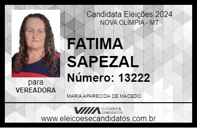 Candidato FATIMA SAPEZAL 2024 - NOVA OLÍMPIA - Eleições