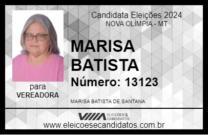 Candidato MARISA BATISTA 2024 - NOVA OLÍMPIA - Eleições