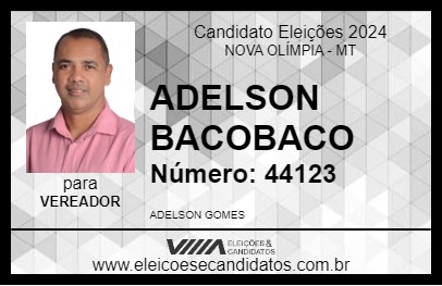 Candidato ADELSON BACOBACO 2024 - NOVA OLÍMPIA - Eleições