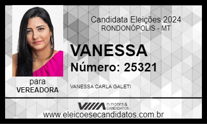 Candidato VANESSA 2024 - RONDONÓPOLIS - Eleições