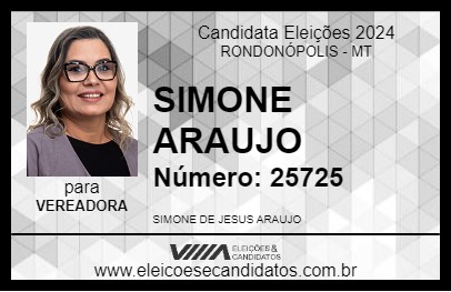 Candidato SIMONE ARAUJO 2024 - RONDONÓPOLIS - Eleições