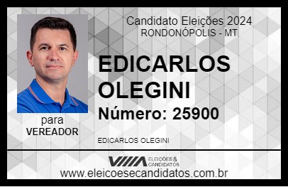 Candidato EDICARLOS OLEGINI 2024 - RONDONÓPOLIS - Eleições