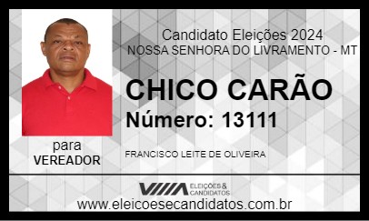 Candidato CHICO CARÃO 2024 - NOSSA SENHORA DO LIVRAMENTO - Eleições