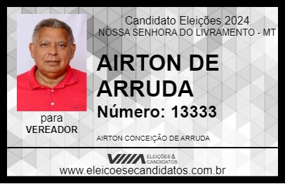 Candidato AIRTON DE ARRUDA 2024 - NOSSA SENHORA DO LIVRAMENTO - Eleições