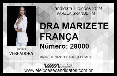 Candidato DRA MARIZETE FRANÇA 2024 - VÁRZEA GRANDE - Eleições