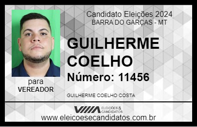 Candidato GUILHERME COELHO 2024 - BARRA DO GARÇAS - Eleições