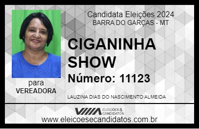 Candidato CIGANINHA SHOW 2024 - BARRA DO GARÇAS - Eleições