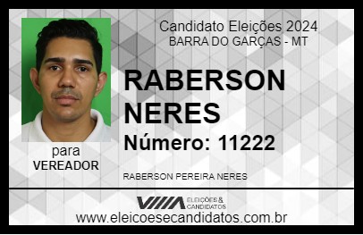 Candidato RABERSON NERES 2024 - BARRA DO GARÇAS - Eleições