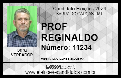 Candidato PROF REGINALDO 2024 - BARRA DO GARÇAS - Eleições