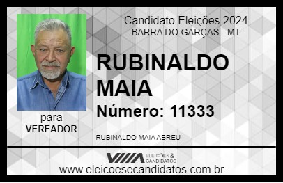 Candidato RUBINALDO MAIA 2024 - BARRA DO GARÇAS - Eleições