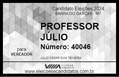 Candidato PROFESSOR JÚLIO 2024 - BARRA DO GARÇAS - Eleições