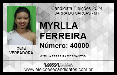 Candidato MYRLLA FERREIRA 2024 - BARRA DO GARÇAS - Eleições