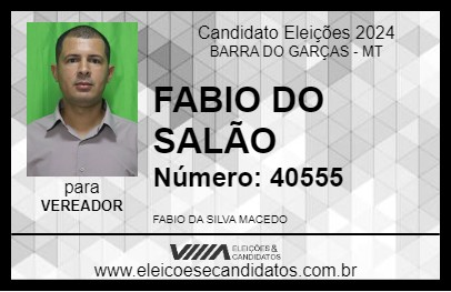 Candidato FABIO DO SALÃO 2024 - BARRA DO GARÇAS - Eleições