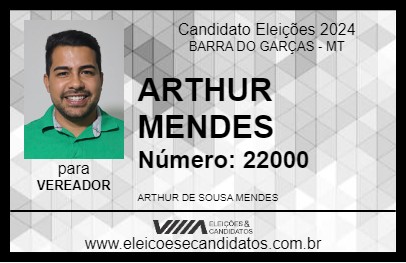 Candidato ARTHUR MENDES 2024 - BARRA DO GARÇAS - Eleições