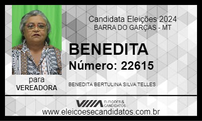 Candidato BENEDITA 2024 - BARRA DO GARÇAS - Eleições