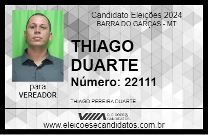 Candidato THIAGO DUARTE 2024 - BARRA DO GARÇAS - Eleições