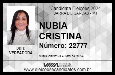 Candidato NUBIA CRISTINA 2024 - BARRA DO GARÇAS - Eleições