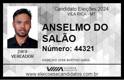 Candidato ANSELMO DO SALÃO 2024 - VILA RICA - Eleições