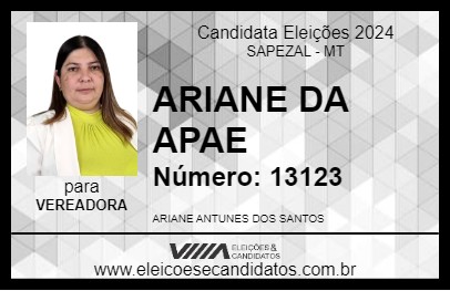 Candidato ARIANE DA APAE 2024 - SAPEZAL - Eleições