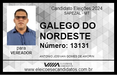 Candidato GALEGO DO NORDESTE 2024 - SAPEZAL - Eleições