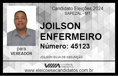 Candidato JOILSON ENFERMEIRO 2024 - SAPEZAL - Eleições