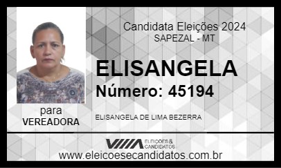 Candidato ELISANGELA 2024 - SAPEZAL - Eleições