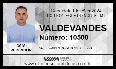 Candidato VALDEVANDES 2024 - PORTO ALEGRE DO NORTE - Eleições