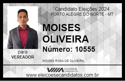 Candidato MOISES OLIVEIRA 2024 - PORTO ALEGRE DO NORTE - Eleições