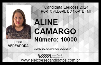 Candidato ALINE CAMARGO 2024 - PORTO ALEGRE DO NORTE - Eleições