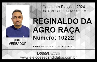 Candidato REGINALDO DA AGRO RAÇA 2024 - PORTO ALEGRE DO NORTE - Eleições