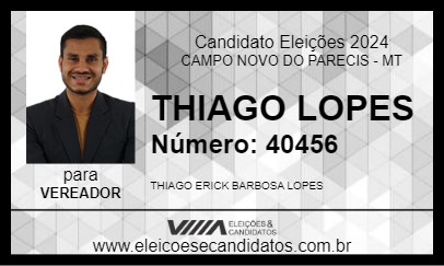 Candidato THIAGO LOPES 2024 - CAMPO NOVO DO PARECIS - Eleições